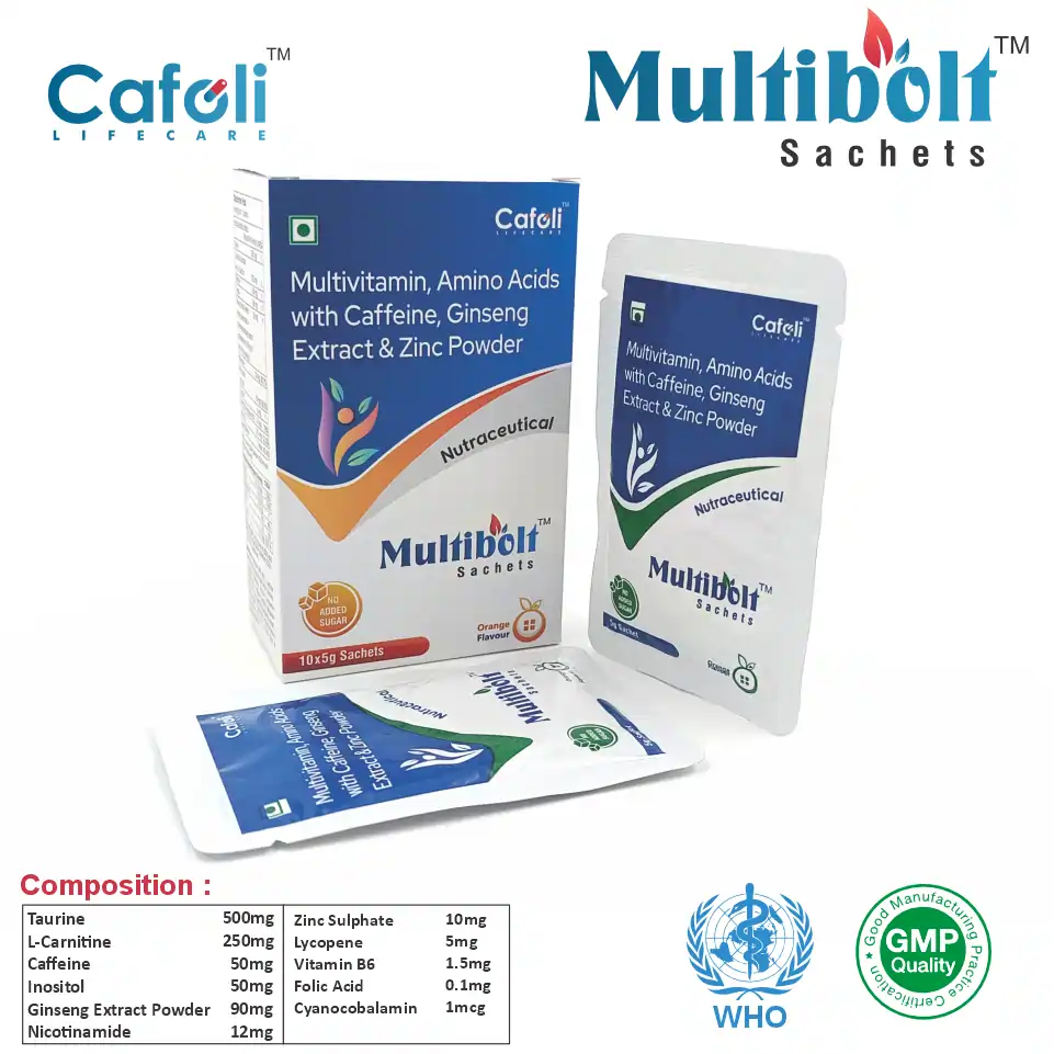 Taurine 500mg + L-Carnitine + Caffeine + Inositol Sachet | Energy & Vitality Support | Best Price for PCD Pharma Franchise in Pune